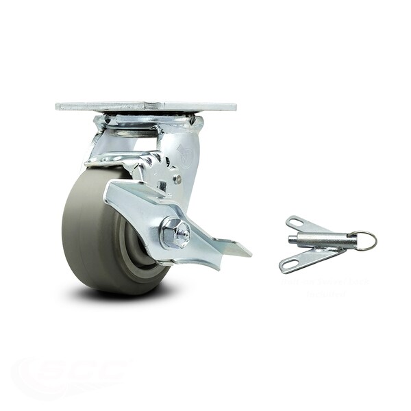 4 Inch Thermoplastic Rubber Caster with Ball Bearing and Brake/Swivel Lock SCC